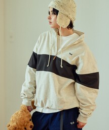 TOWNCRAFT | TOWN CRAFT/タウンクラフト 別注 スタンドネック パネルボーダー ハーフジップスウェット/ハーフジップ/ワンポイントロゴ/ビックシルエット(スウェット)