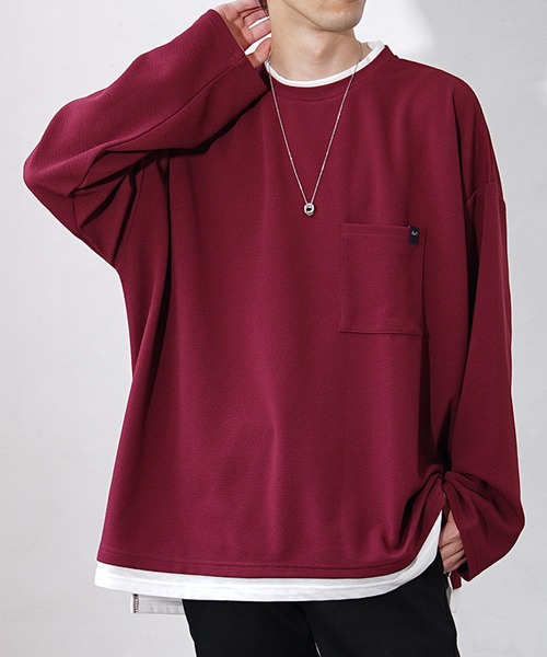MinoriTY(マイノリティ)の「【MinoriTY】レイヤードビッグシルエットロンT 長袖Tシャツ カットソー メンズ クルーネック 秋服(Tシャツ/カットソー・メンズ・グレイッシュベージュ/ブルー/ワイン/グリーン/ブラック・M/L/S)」の5枚目の写真