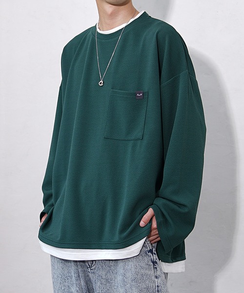 MinoriTY(マイノリティ)の「【MinoriTY】レイヤードビッグシルエットロンT 長袖Tシャツ カットソー メンズ クルーネック 秋服(Tシャツ/カットソー・メンズ・グレイッシュベージュ/ブルー/ワイン/グリーン/ブラック・M/L/S)」の4枚目の写真