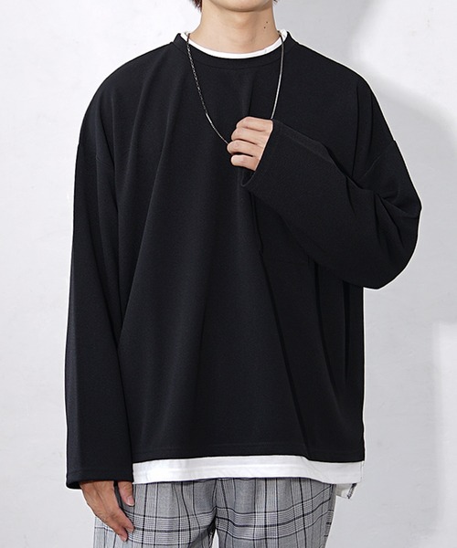 MinoriTY(マイノリティ)の「【MinoriTY】レイヤードビッグシルエットロンT 長袖Tシャツ カットソー メンズ クルーネック 秋服(Tシャツ/カットソー・メンズ・グレイッシュベージュ/ブルー/ワイン/グリーン/ブラック・M/L/S)」の3枚目の写真