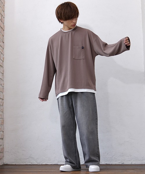 MinoriTY(マイノリティ)の「【MinoriTY】レイヤードビッグシルエットロンT 長袖Tシャツ カットソー メンズ クルーネック 秋服(Tシャツ/カットソー・メンズ・グレイッシュベージュ/ブルー/ワイン/グリーン/ブラック・M/L/S)」の7枚目の写真