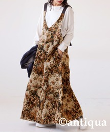 antiqua（アンティカ）の「ジャガード織り花柄サロペット（ワンピース 