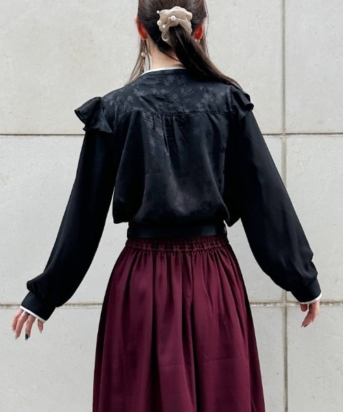 axes femme（アクシーズファム）の「チャイナ釦ＪＱブラウス（シャツ/ブラウス・レディース・パープル/ブラック/ホワイト・FREE）」の6枚目の写真