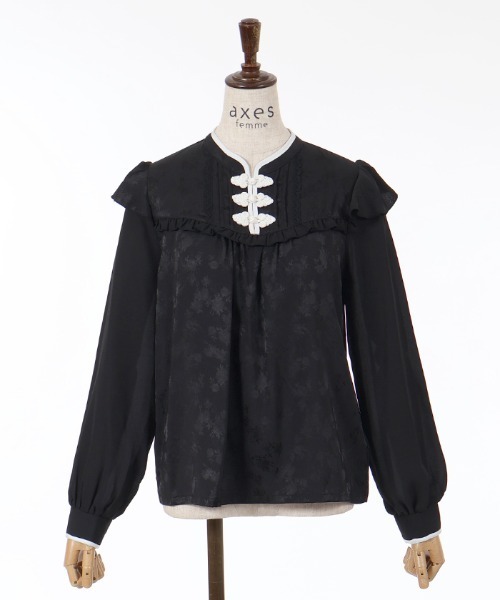 axes femme（アクシーズファム）の「チャイナ釦ＪＱブラウス（シャツ/ブラウス・レディース・パープル/ブラック/ホワイト・FREE）」の7枚目の写真