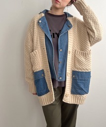 LHELBIE | デニム襟ニットジャケット(デニムジャケット)
