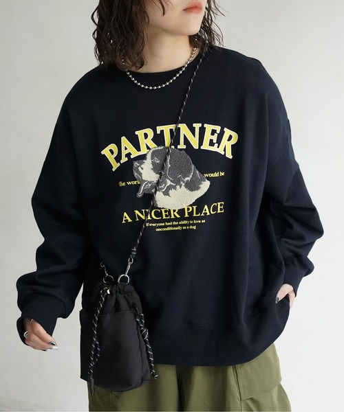 CPCM（シーピーシーエム）の「サガラ刺繍BIGスウェット（スウェット・レディース・オフホワイト/グレー/ブラック/グリーン/ダークグレー/ライトグレー/ネイビー/ブルー系その他・MEDIUM/LARGE）」の7枚目の写真