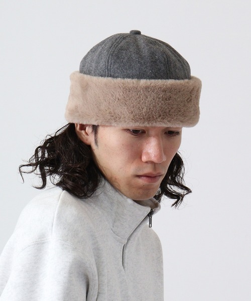 Fabulous（ファビュラス）の「fabulous メルトンファーワッチ（ニットキャップ/ビーニー・メンズ・ブラック/ベージュ/グレー・FREE）」の2枚目の写真