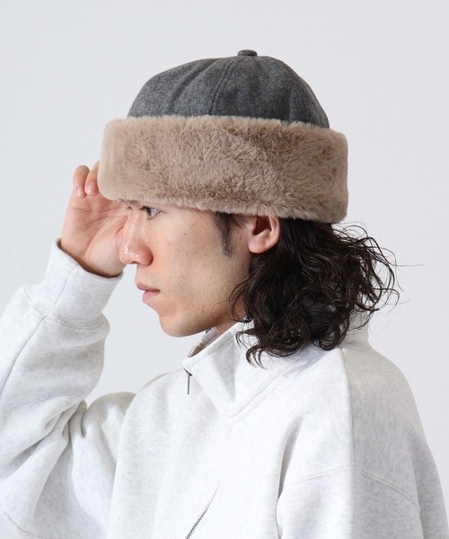 Fabulous（ファビュラス）の「fabulous メルトンファーワッチ（ニットキャップ/ビーニー・メンズ・ブラック/ベージュ/グレー・FREE）」の9枚目の写真