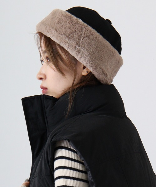 Fabulous（ファビュラス）の「fabulous メルトンファーワッチ（ニットキャップ/ビーニー・メンズ・ブラック/ベージュ/グレー・FREE）」の5枚目の写真