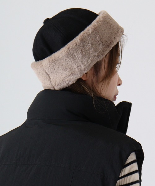 Fabulous（ファビュラス）の「fabulous メルトンファーワッチ（ニットキャップ/ビーニー・メンズ・ブラック/ベージュ/グレー・FREE）」の6枚目の写真