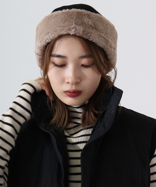 Fabulous（ファビュラス）の「fabulous メルトンファーワッチ（ニットキャップ/ビーニー・メンズ・ブラック/ベージュ/グレー・FREE）」の4枚目の写真