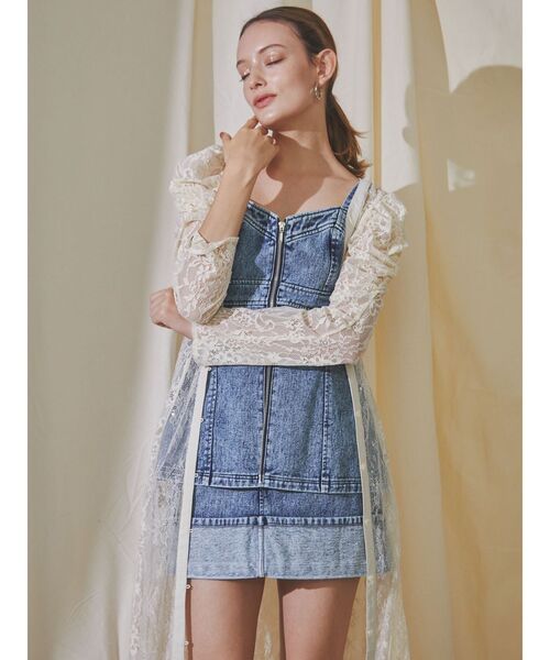 dazzlin(ダズリン)の「フロントジップデニムキャミトップス(シャツ/ブラウス・レディース・アイボリー/その他1/ブラック・FREE/SMALL/MEDIUM)」の9枚目の写真