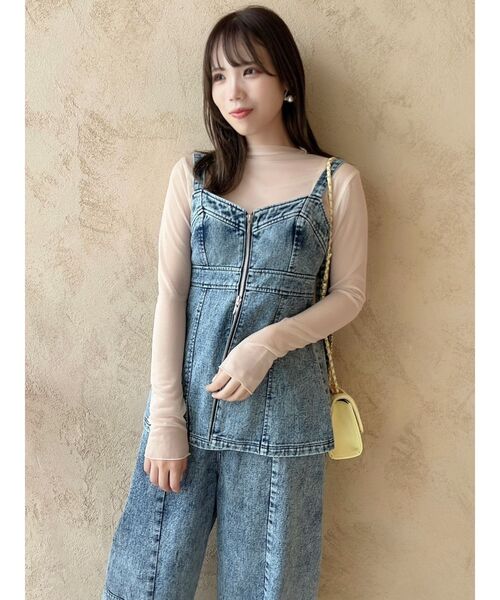 dazzlin(ダズリン)の「フロントジップデニムキャミトップス(シャツ/ブラウス・レディース・アイボリー/その他1/ブラック・FREE/SMALL/MEDIUM)」の15枚目の写真