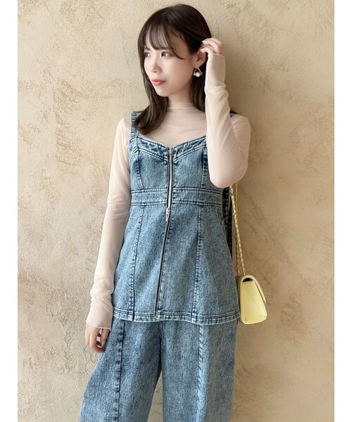 dazzlin(ダズリン)の「フロントジップデニムキャミトップス(シャツ/ブラウス・レディース・アイボリー/その他1/ブラック・FREE/SMALL/MEDIUM)」の16枚目の写真