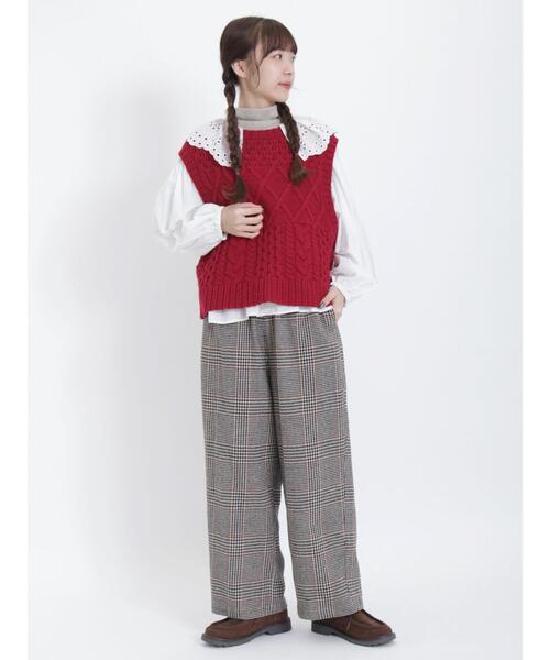 Samansa Mos2(サマンサ モスモス)の「【帯電防止】ウールライクゆるストレートパンツ(その他パンツ・レディース・ベージュ/グリーン/キナリ/チャコールグレー・F)」の14枚目の写真