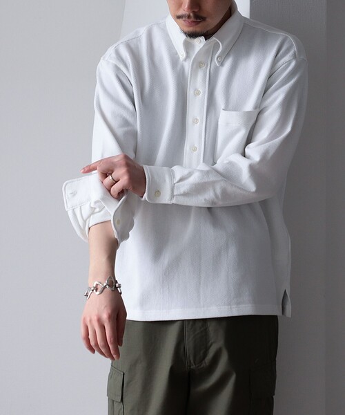 NECESSARY or UNNECESSARY（ネセサリーオアアンネセサリー）の「NECESSARY or UNNECESSARY / MILES ボタンダウンポロシャツ（シャツ/ブラウス・メンズ・ホワイト・MEDIUM/LARGE）」の10枚目の写真