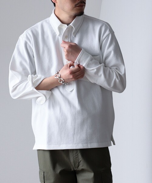 NECESSARY or UNNECESSARY（ネセサリーオアアンネセサリー）の「NECESSARY or UNNECESSARY / MILES ボタンダウンポロシャツ（シャツ/ブラウス・メンズ・ホワイト・MEDIUM/LARGE）」の11枚目の写真