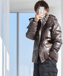 Ritzy（リッツィー）の「PUレザー 中綿2WAY フード脱着ジャケット レディース メンズ（ライダースジャケット）」