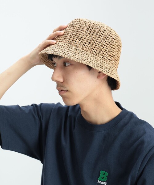 BEAMS HEART（ビームスハート）の「BEAMS HEART / コマ編み バケットハット（ハット・メンズ・ブラック/ベージュ・ONE SIZE）」の17枚目の写真