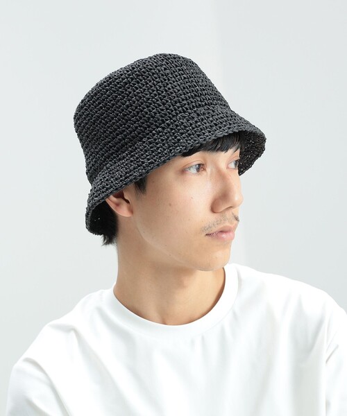 BEAMS HEART（ビームスハート）の「BEAMS HEART / コマ編み バケットハット（ハット・メンズ・ブラック/ベージュ・ONE SIZE）」の18枚目の写真
