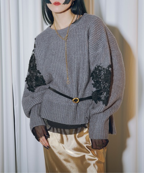 Lady mood アシメレースニット（ニット/セーター）｜Ezick（エジック