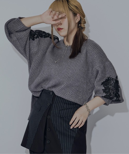 Lady mood アシメレースニット（ニット/セーター）｜Ezick（エジック