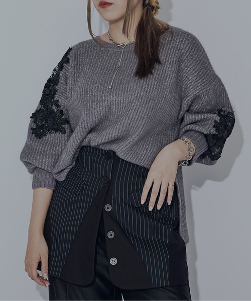 Lady mood アシメレースニット（ニット/セーター）｜Ezick（エジック