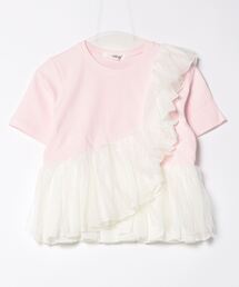 異素材フリルドッキングTシャツ