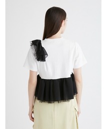 FURFUR ブラック フリル Tシャツ FURFUR（ファーファー）の「異素材フリルドッキングTシャツ（T