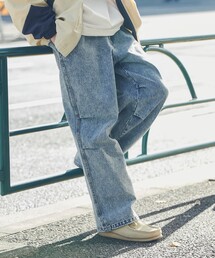 【WEB限定】ヴィンテージライクウォッシュデニムオーバーパンツ