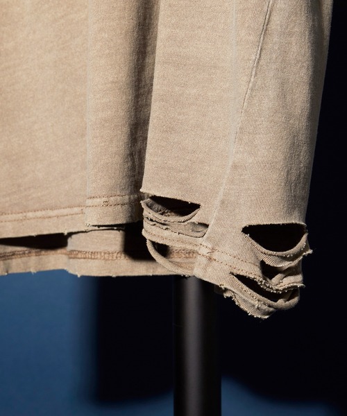 unrelaxing(アンリラクシング)の「ヴィンテージライク 古着風 綿100%ピグメント加工ダメージTシャツ(Tシャツ/カットソー・メンズ・ベージュ/ブラウン/グリーン/ブラック・MEDIUM/LARGE/X-LARGE)」の10枚目の写真