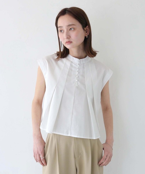 CLEIO(クレイオ)の「【CLEIO】タックフレアフレンチスリーブブラウス(シャツ/ブラウス・レディース・ライトグレー/ホワイト/イエロー・FREE)」の4枚目の写真
