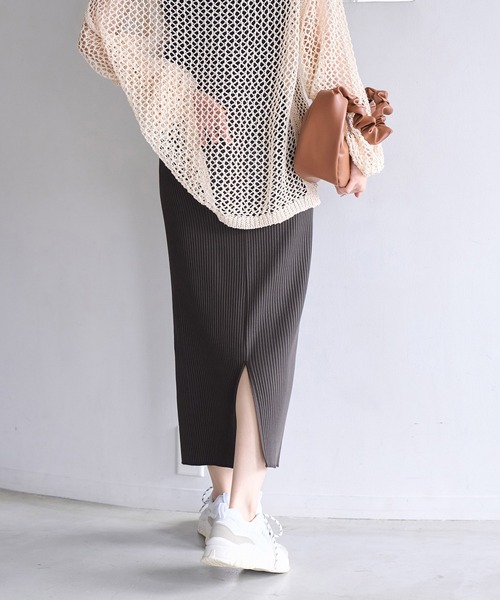 ROPE' PICNIC（ロペピクニック）の「トタンテレコIラインスカート（スカート・レディース・チャコールグレー/ブラック/キナリ・40/38）」の7枚目の写真