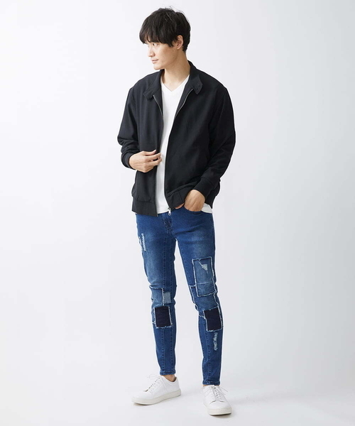 MK MICHEL KLEIN HOMME (エムケーミッシェルクランオム)の「【WEB先行限定】パッチワークダメージデニム(デニムパンツ・メンズ・ネイビー/ブラック・48/50/46)」の3枚目の写真