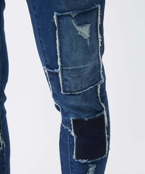 MK MICHEL KLEIN HOMME (エムケーミッシェルクランオム)の「【WEB先行限定】パッチワークダメージデニム(デニムパンツ・メンズ・ネイビー/ブラック・48/50/46)」の11枚目の写真