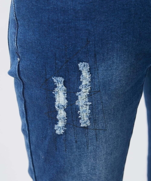 MK MICHEL KLEIN HOMME (エムケーミッシェルクランオム)の「【WEB先行限定】パッチワークダメージデニム(デニムパンツ・メンズ・ネイビー/ブラック・48/50/46)」の13枚目の写真