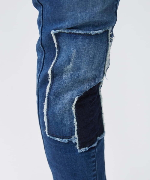 MK MICHEL KLEIN HOMME (エムケーミッシェルクランオム)の「【WEB先行限定】パッチワークダメージデニム(デニムパンツ・メンズ・ネイビー/ブラック・48/50/46)」の14枚目の写真