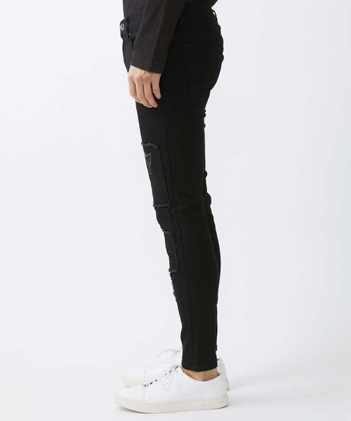 MK MICHEL KLEIN HOMME (エムケーミッシェルクランオム)の「【WEB先行限定】パッチワークダメージデニム(デニムパンツ・メンズ・ネイビー/ブラック・48/50/46)」の17枚目の写真