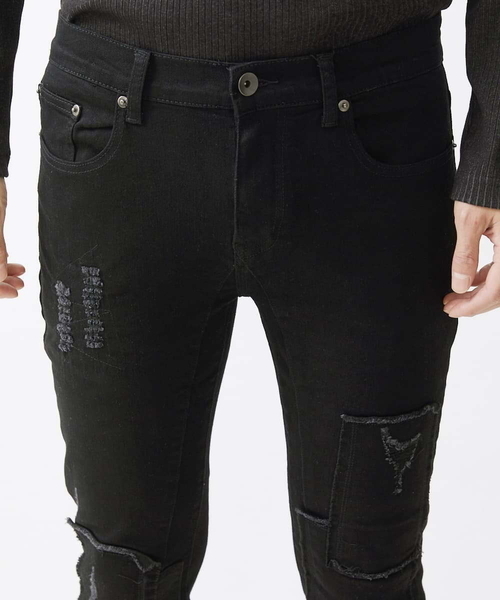 MK MICHEL KLEIN HOMME (エムケーミッシェルクランオム)の「【WEB先行限定】パッチワークダメージデニム(デニムパンツ・メンズ・ネイビー/ブラック・48/50/46)」の19枚目の写真