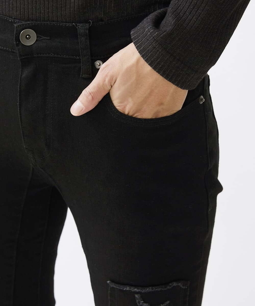 MK MICHEL KLEIN HOMME (エムケーミッシェルクランオム)の「【WEB先行限定】パッチワークダメージデニム(デニムパンツ・メンズ・ネイビー/ブラック・48/50/46)」の21枚目の写真