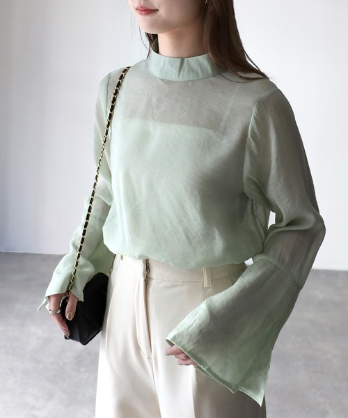 Riberry(リベリー)の「シアーベルスリーブブラウス(シャツ/ブラウス・レディース・ブラック/グレー/ベージュ/グリーン・MEDIUM)」の16枚目の写真