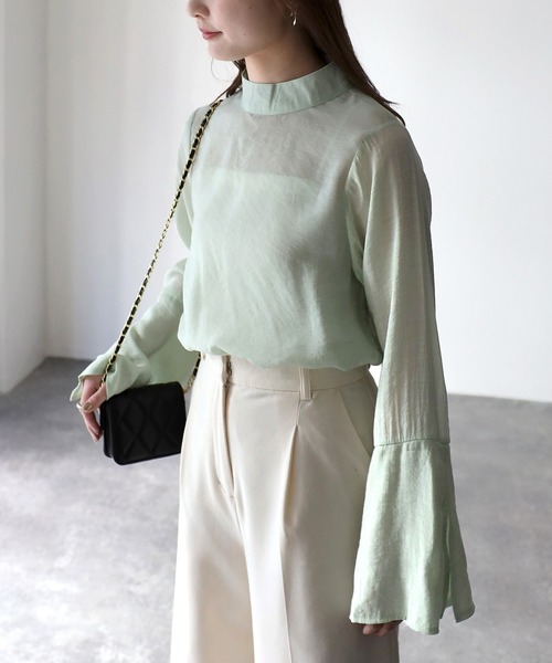 Riberry(リベリー)の「シアーベルスリーブブラウス(シャツ/ブラウス・レディース・ブラック/グレー/ベージュ/グリーン・MEDIUM)」の14枚目の写真