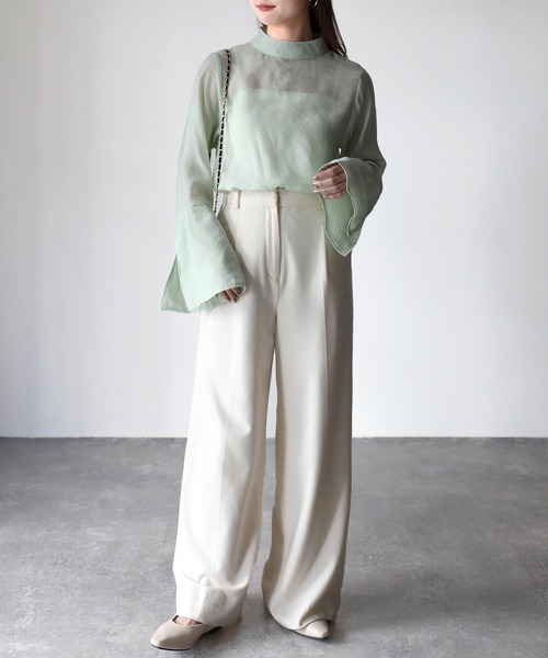 Riberry(リベリー)の「シアーベルスリーブブラウス(シャツ/ブラウス・レディース・ブラック/グレー/ベージュ/グリーン・MEDIUM)」の15枚目の写真