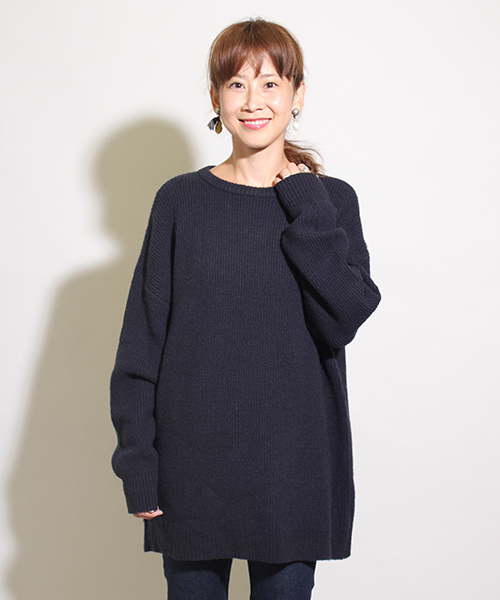 Kastane（カスタネ）の「【Kastane】もちもち畦チュニック（ニット/セーター・レディース・ホワイト/ライトグレー/ブラウン/ネイビー/ピンク/ベージュ/グリーン・FREE）」の7枚目の写真