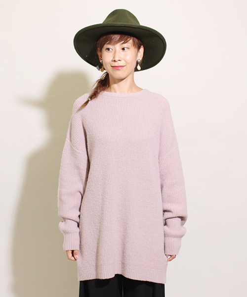 Kastane（カスタネ）の「【Kastane】もちもち畦チュニック（ニット/セーター・レディース・ホワイト/ライトグレー/ブラウン/ネイビー/ピンク/ベージュ/グリーン・FREE）」の3枚目の写真