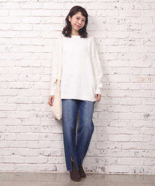 Kastane（カスタネ）の「【Kastane】もちもち畦チュニック（ニット/セーター・レディース・ホワイト/ライトグレー/ブラウン/ネイビー/ピンク/ベージュ/グリーン・FREE）」の11枚目の写真