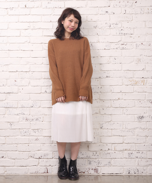 Kastane（カスタネ）の「【Kastane】もちもち畦チュニック（ニット/セーター・レディース・ホワイト/ライトグレー/ブラウン/ネイビー/ピンク/ベージュ/グリーン・FREE）」の12枚目の写真