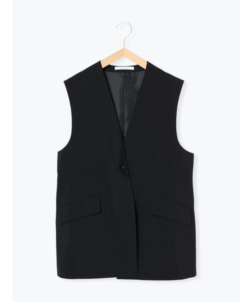 sm2rhythm(サマンサモスモスリズム)の「【撥水加工・イージーケア】カラーレスVネックジレ(ベスト・レディース・ブラック/ベージュ・F)」の2枚目の写真