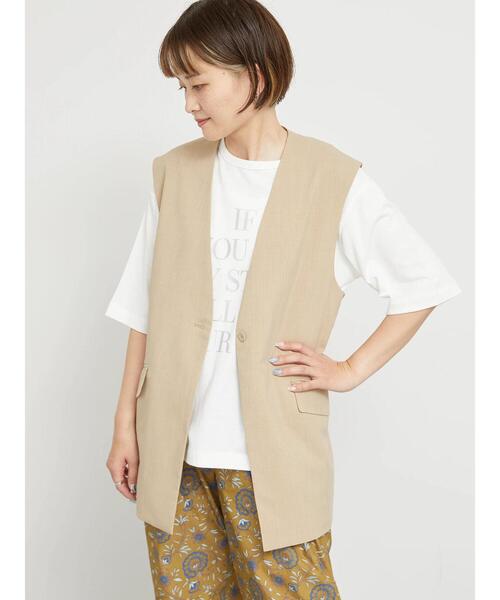 sm2rhythm(サマンサモスモスリズム)の「【撥水加工・イージーケア】カラーレスVネックジレ(ベスト・レディース・ブラック/ベージュ・F)」の3枚目の写真