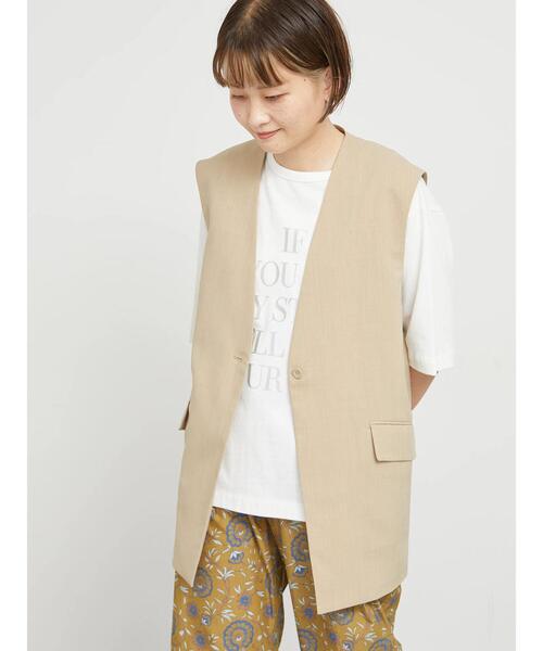 sm2rhythm(サマンサモスモスリズム)の「【撥水加工・イージーケア】カラーレスVネックジレ(ベスト・レディース・ブラック/ベージュ・F)」の4枚目の写真